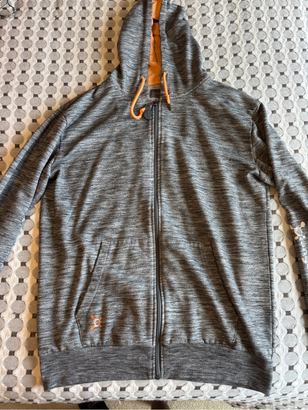 Orangetheory Gray Heather Full-Zip Hoodie with Orange Trim